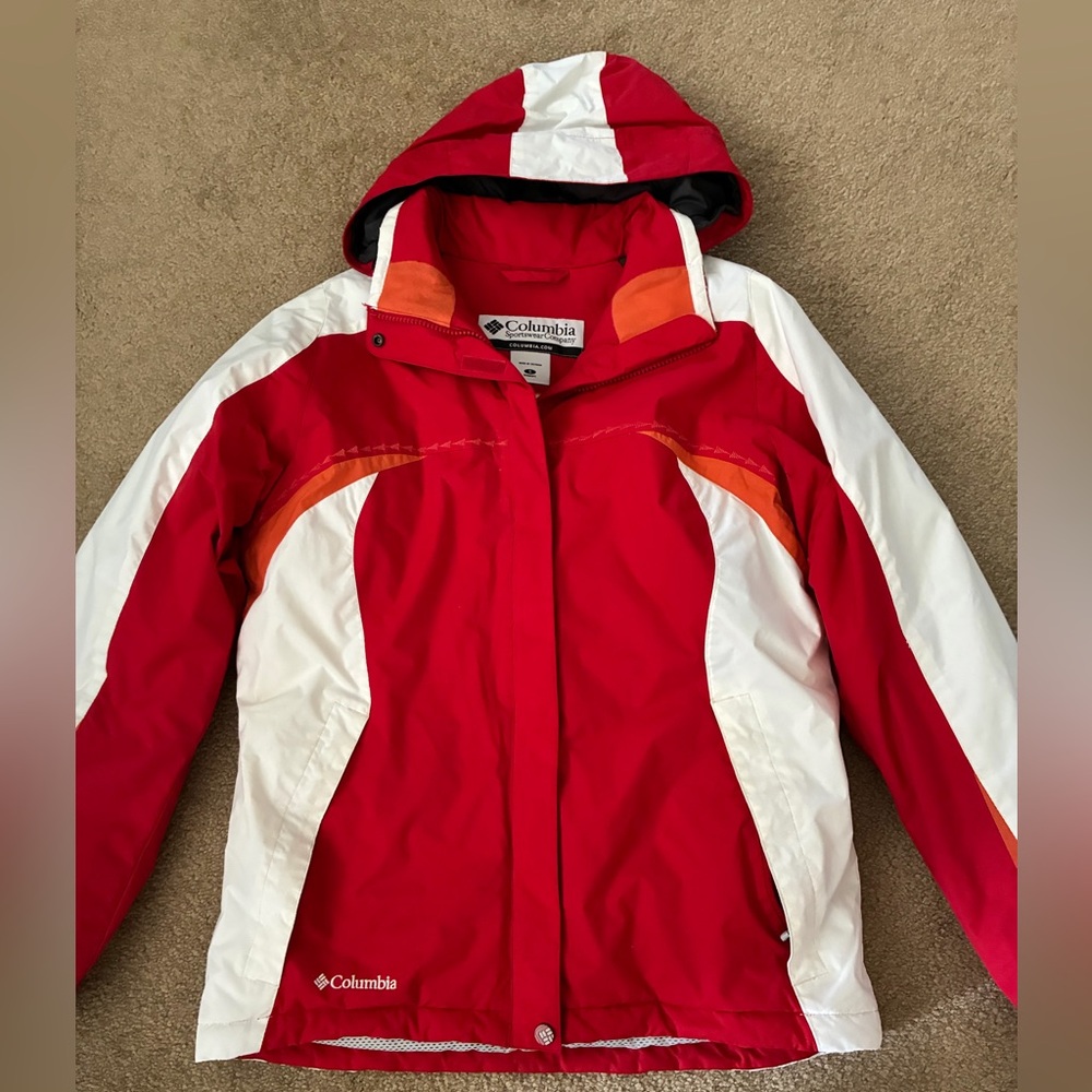 Columbia Women’s Red and White Winter Jacket